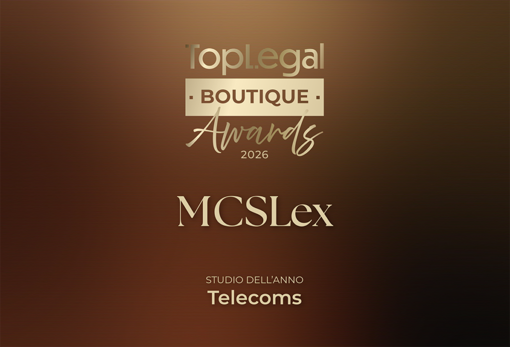 Foto del Premio TOP LEGAL Boutique Awards 2026 assegnato a MCS Lex
